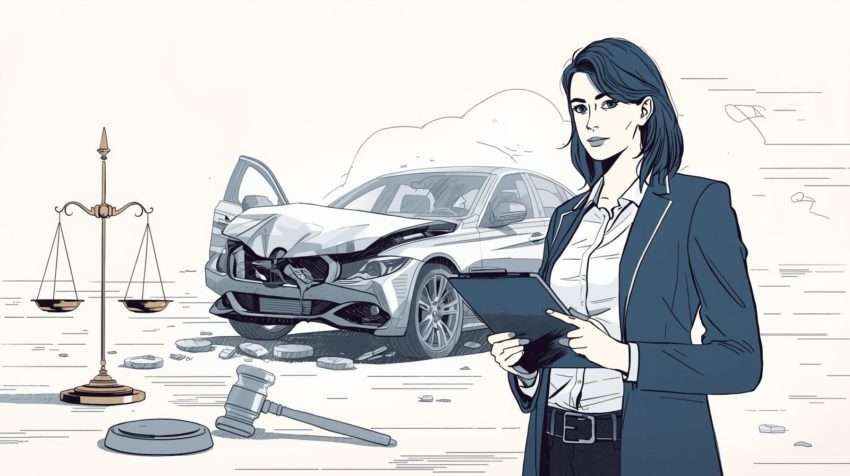 car crush image behind a lawyer