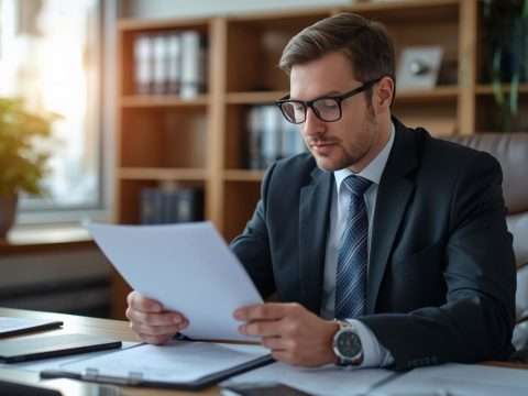 lawyer reading a report